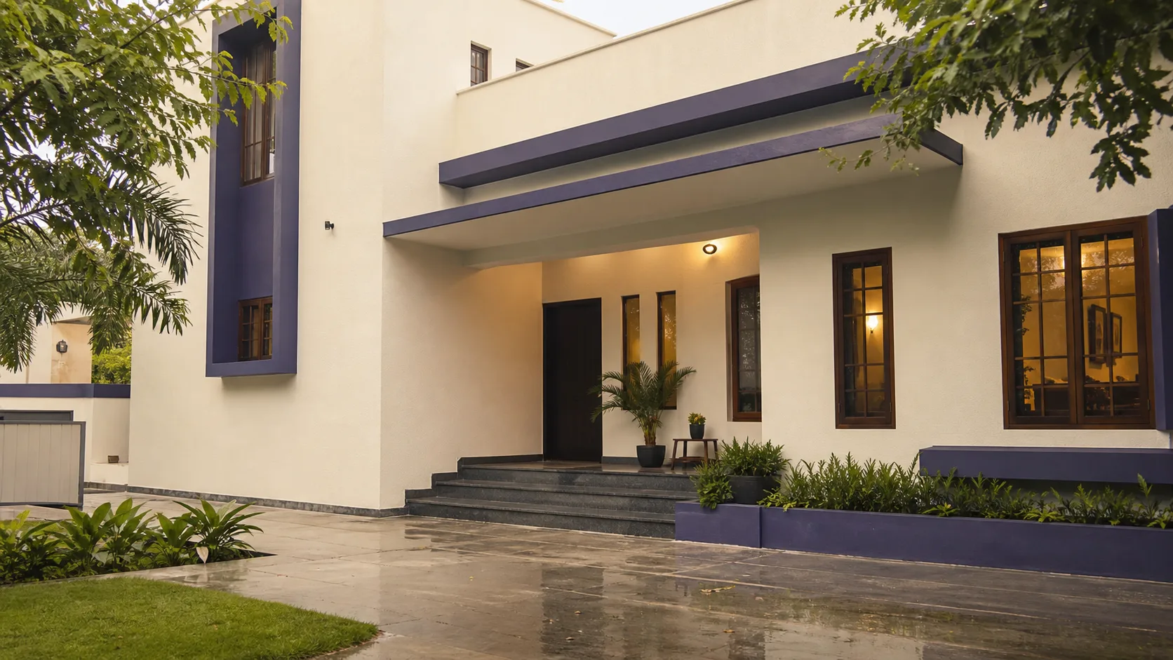 Contemporary home with a durable exterior paint finish